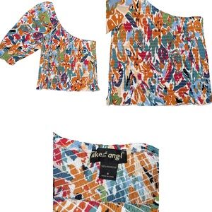 Like An Angel One-Shoulder Smocked Floral Top - Multi